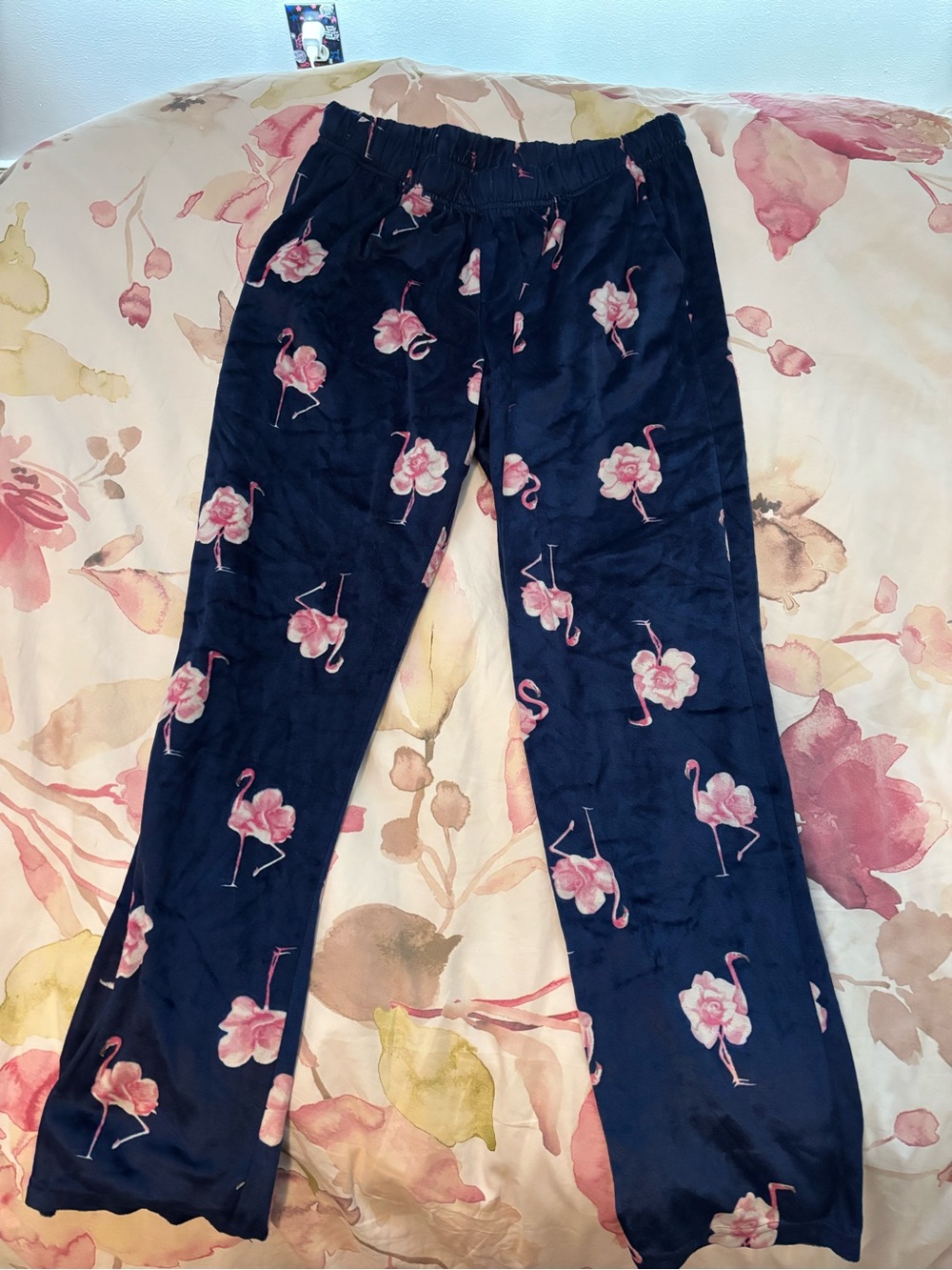 Women's Navy Flamingo-Print Pajama Pants - Pink Floral Pattern